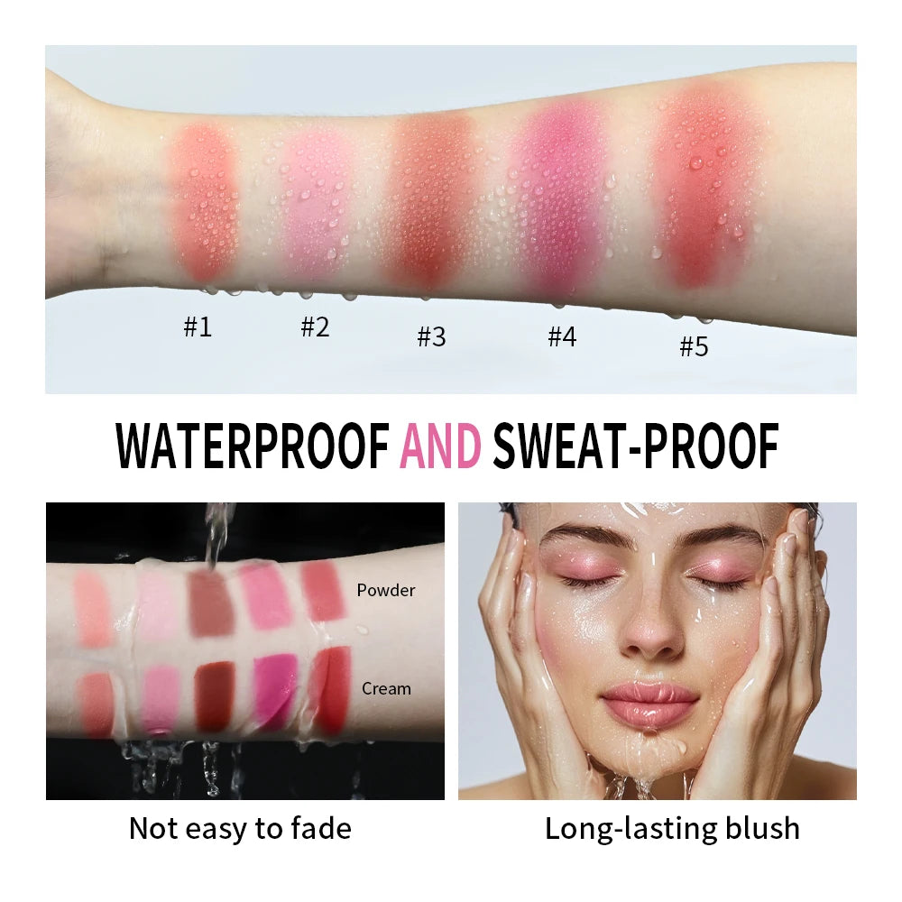 2in1 Cream & Powder Blush Matte Dewy Rosy Blush Makeup Pan Long-lasting Wearing High Pigment Natural Matte Blush Palette Peaceful Pleasures Health and Wellness