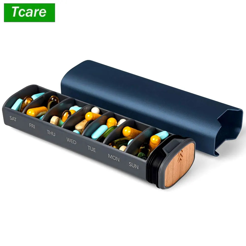 7 Day Weekly Pill Organizer - Premium Stylish Aluminum and Large Capacity Pill Box for Supplements, Pills, Vitamins and Medicine Peaceful Pleasures Health and Wellness