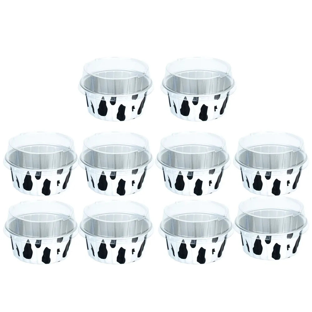 10pcs Gifts Reusable Aluminum Foil Tin Cup Cake Tool Small Baking Tinfoil Box Round Tray Tinfoil Cups Peaceful Pleasures Health and Wellness multicolor with lid