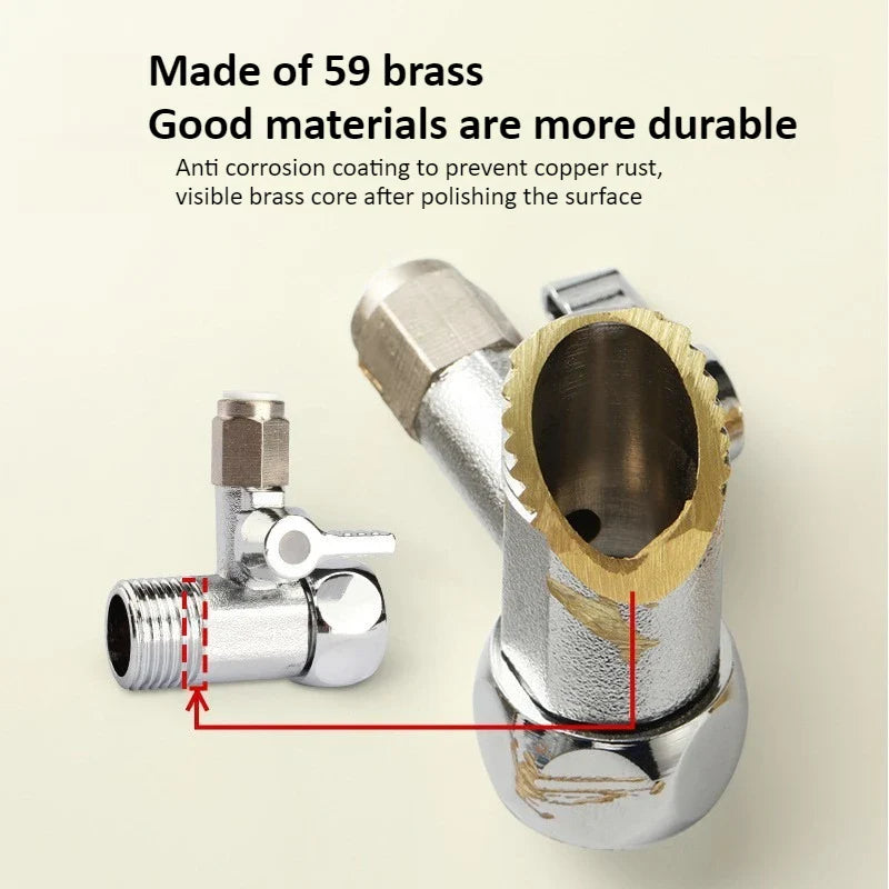 Copper 3-Way Shut-Off Valve 1/4" 3/8" RO Water Adapter