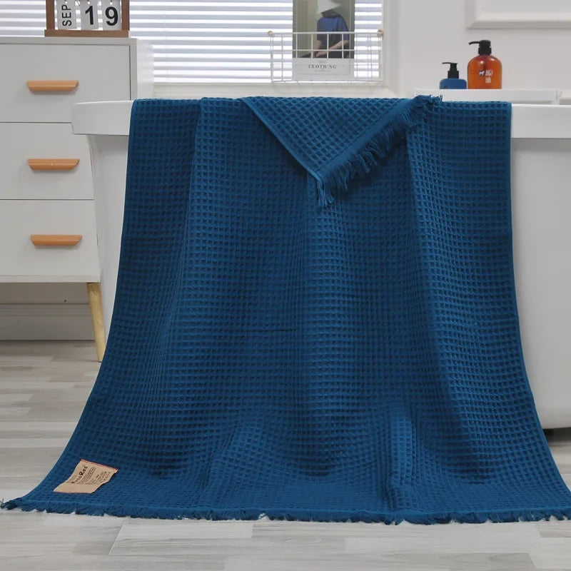 XXL Organic Cotton Waffle Bath Towel 90x180cm | Quick-Dry