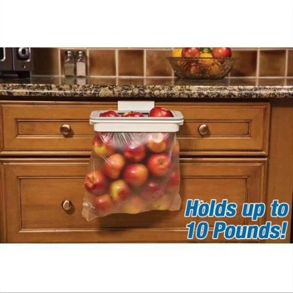 Hanging Trash Bag Holder – Cabinet Door Garbage Rack Organizer