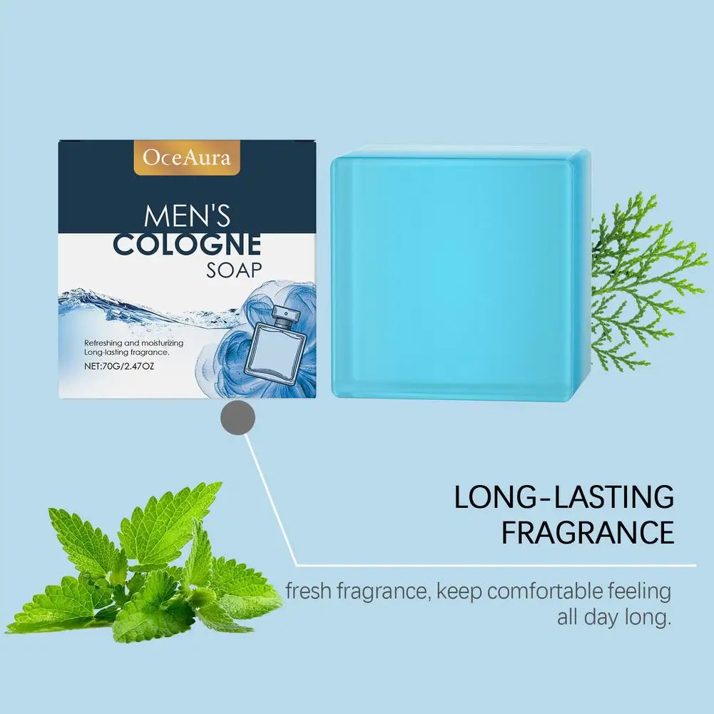 Ouhoe Men's Cologne Handmade Natural Bar Soap 70g – Deep Cleansing, Moisturizing & Exfoliating Body Soap (1 or 2 Bars) Peaceful Pleasures Health and Wellness