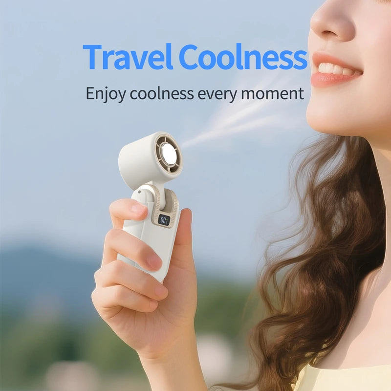Mini Ice Cooling Portable Fan Turbo High Speed Handheld Fan Long Battery Life USB Rechargeable Foldable For Outdoor Travel Peaceful Pleasures Health and Wellness