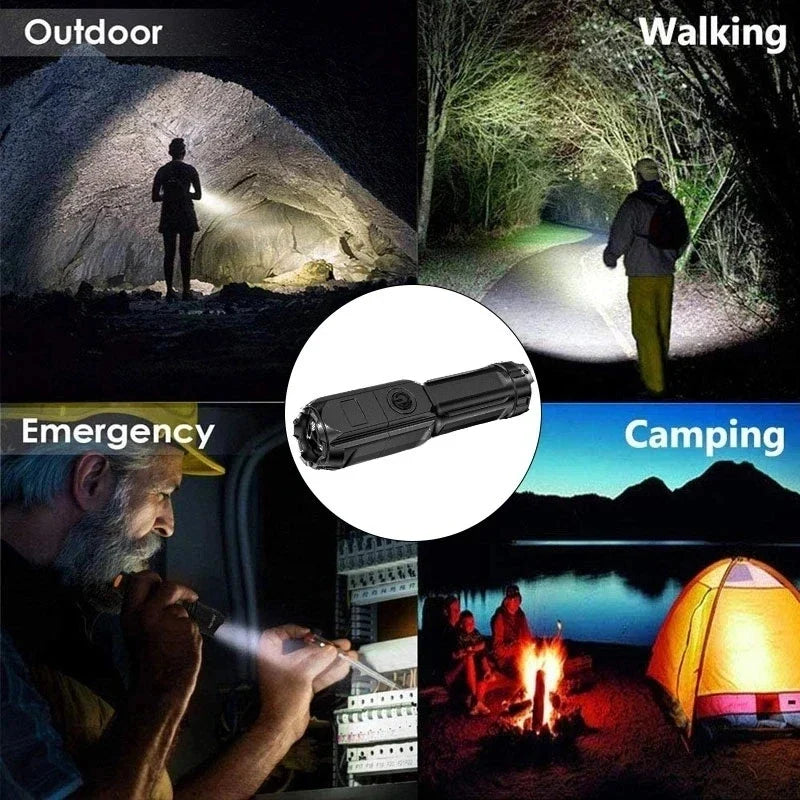 KDULIT Rechargeable LED Flashlight – Zoomable 3-Mode Torch