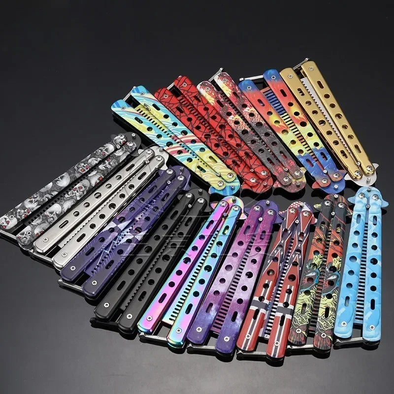 1PCS Foldable Comb Stainless Steel Butterfly Knife Comb Beard Moustache Brushe Salon Hairdressing Styling Tool Peaceful Pleasures Health and Wellness