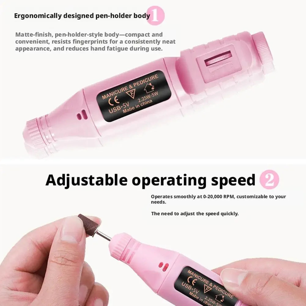 Rechargeable Electric Nail Drill & File Set – 6 Bits Peaceful Pleasures Health and Wellness