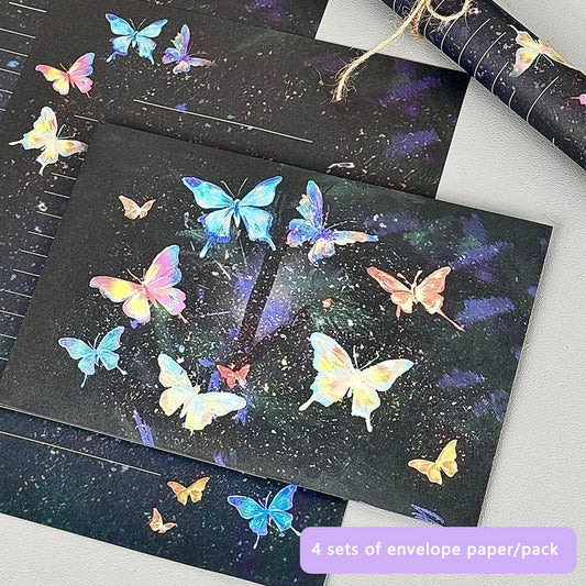 4 Charming Puppy Floral Letter Sets Envelopes Creative Handwritten Peaceful Pleasures Health and Wellness black