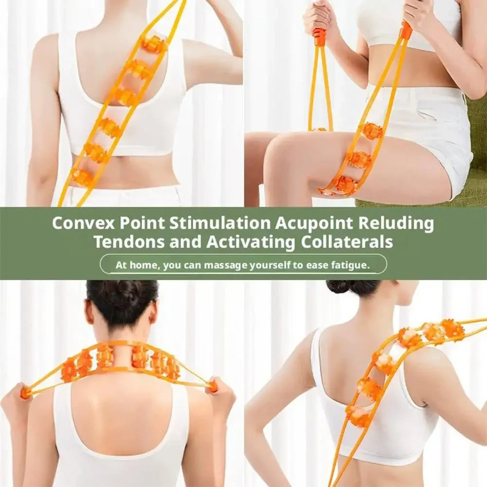 Back & Shoulder Massage Roller – Pull Strip Ball Massager Massage Roller Peaceful Pleasures Health and Wellness