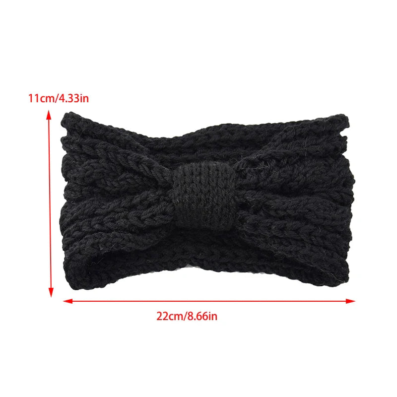 Korean Bow Knit Hair Band – Warm Windproof Headwrap for Girls