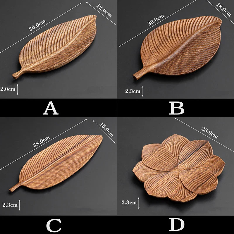 Walnut Leaf Solid Wood Tea Tray – Dry Brew & Serving Plate