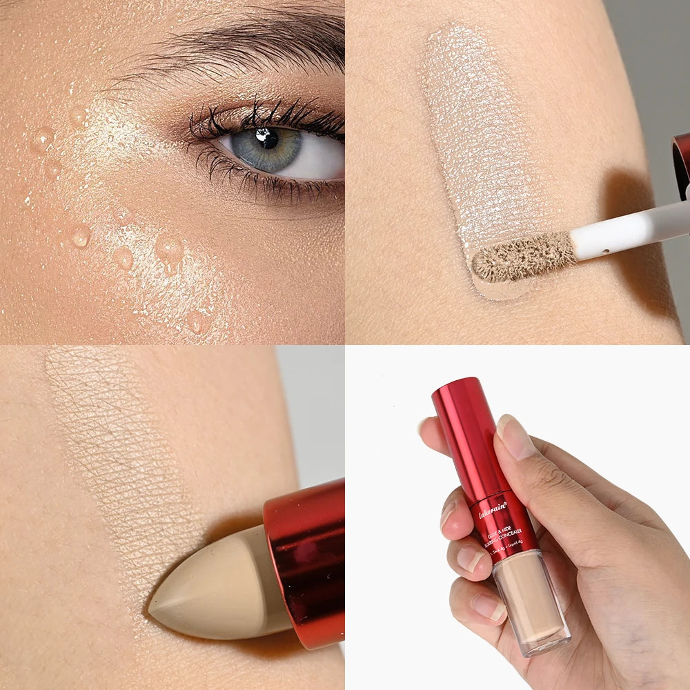 Lakerain 2 IN1 Concealer Fuzzy Stick Hydration Long Lasting Coverage Blemishes Conceals Dark Circles Liquid Concealer Cosmetics Peaceful Pleasures Health and Wellness