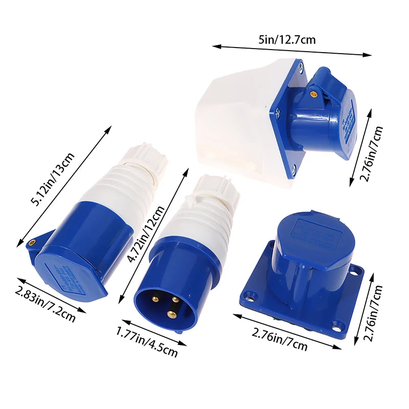 New 220V 16A 3 Pin Industrial Waterproof Plugs/Socket Male/Female Connector IP44 2P For Caravan Motorhome Trailer Truck Yacht Peaceful Pleasures Health and Wellness