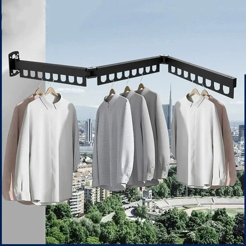Wall Mounted Foldable Metal Clothes Drying Rack Window Retractable