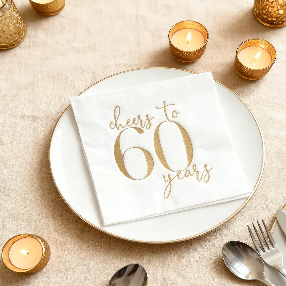 Cheers to 60 Years Paper Napkins – 60th Birthday Party Supplies
