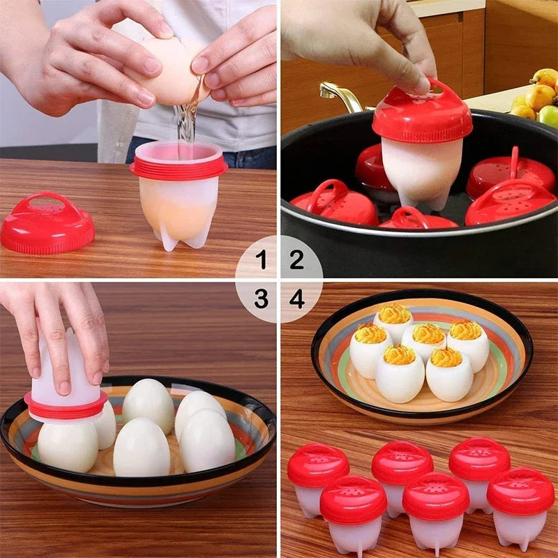 3/6pcs BPA Free Silicone Egg Boiler Steamer Non-stick Silicone Egg Cook Cups Fast Egg Poacher for Breakfast Kitchen Cooking Tool Peaceful Pleasures Health and Wellness