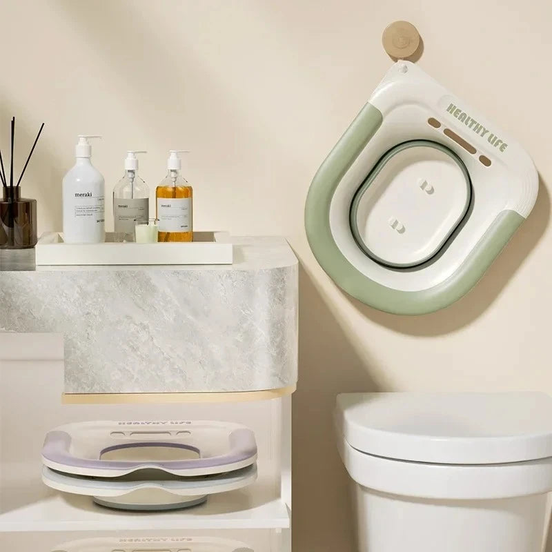 Foldable Ergonomic Sitz Bath Basin Portable Toilet Soaking Seat for Pregnant Women Hemorrhoid Treatment Care Peaceful Pleasures Health and Wellness