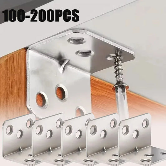 L-Type 90° Corner Brackets for Cabinets & Furniture | 100–200 PCS Corner Bracket Hardware Peaceful Pleasures Health and Wellness