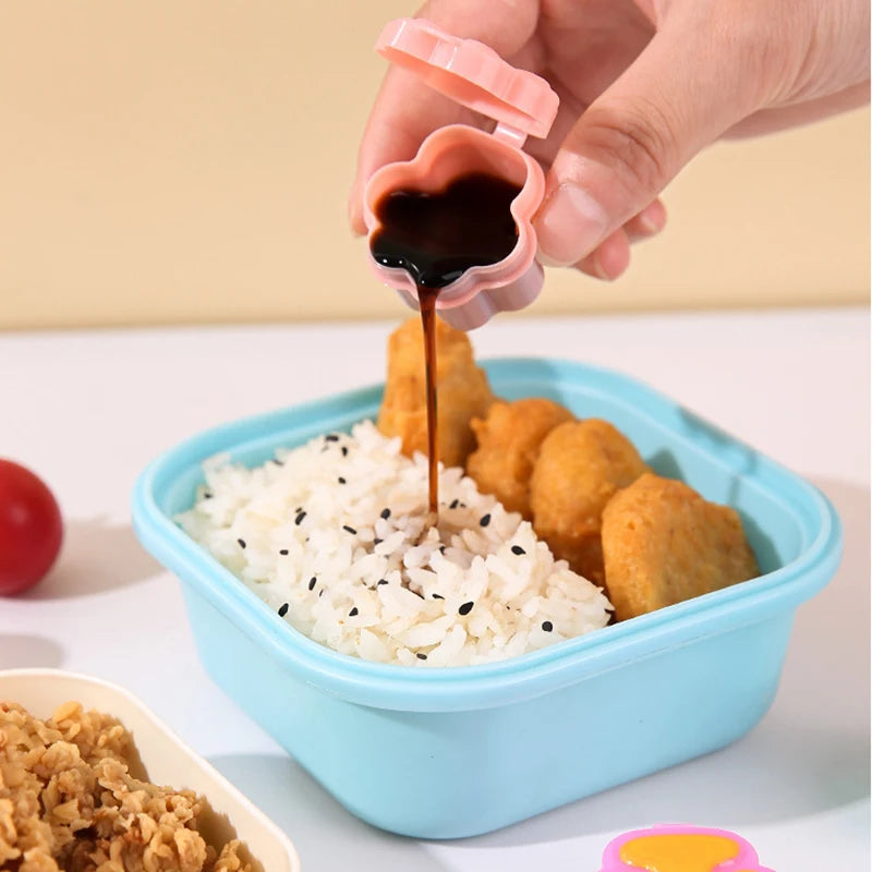 New Portable Condiment Bottle Cat Paw Sauce Container Flower Condiment Bento Japanese Salad Dressing Tomato Sauce Divided Bottle Peaceful Pleasures Health and Wellness