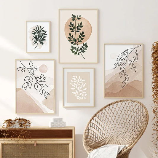 Boho Abstract Leaves Canvas Wall Art Print | Home Décor Canvas Wall Art Peaceful Pleasures Health and Wellness