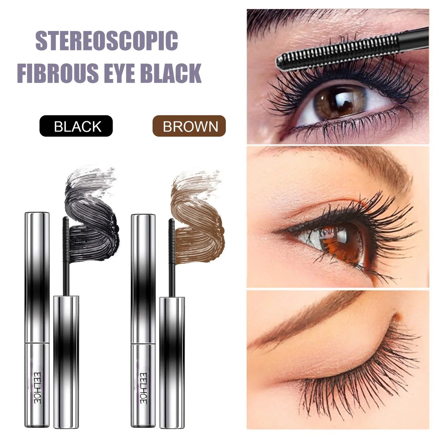 EELHOE Silk Fiber Mascara – Curling, Lengthening, Waterproof 4g