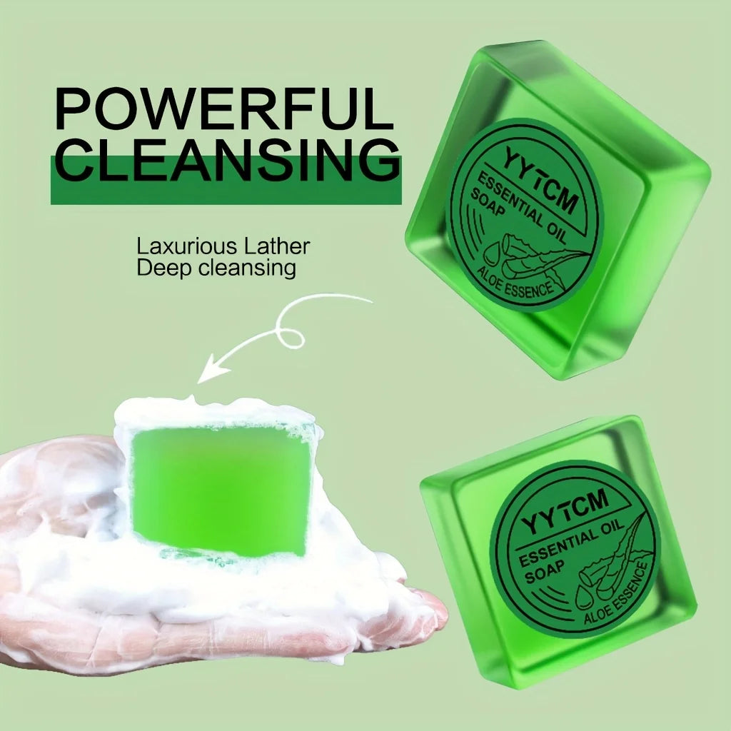 Handmade Aloe Vera Soap, Powerful Hydrating and Moisturizing, Can Be Used for Cleansing the Face and Body, Gentle and Refreshing, Deep Cleansing and Moisturizing, Suitable for Both Men and Women, 65G/Piece Peaceful Pleasures Health and Wellness