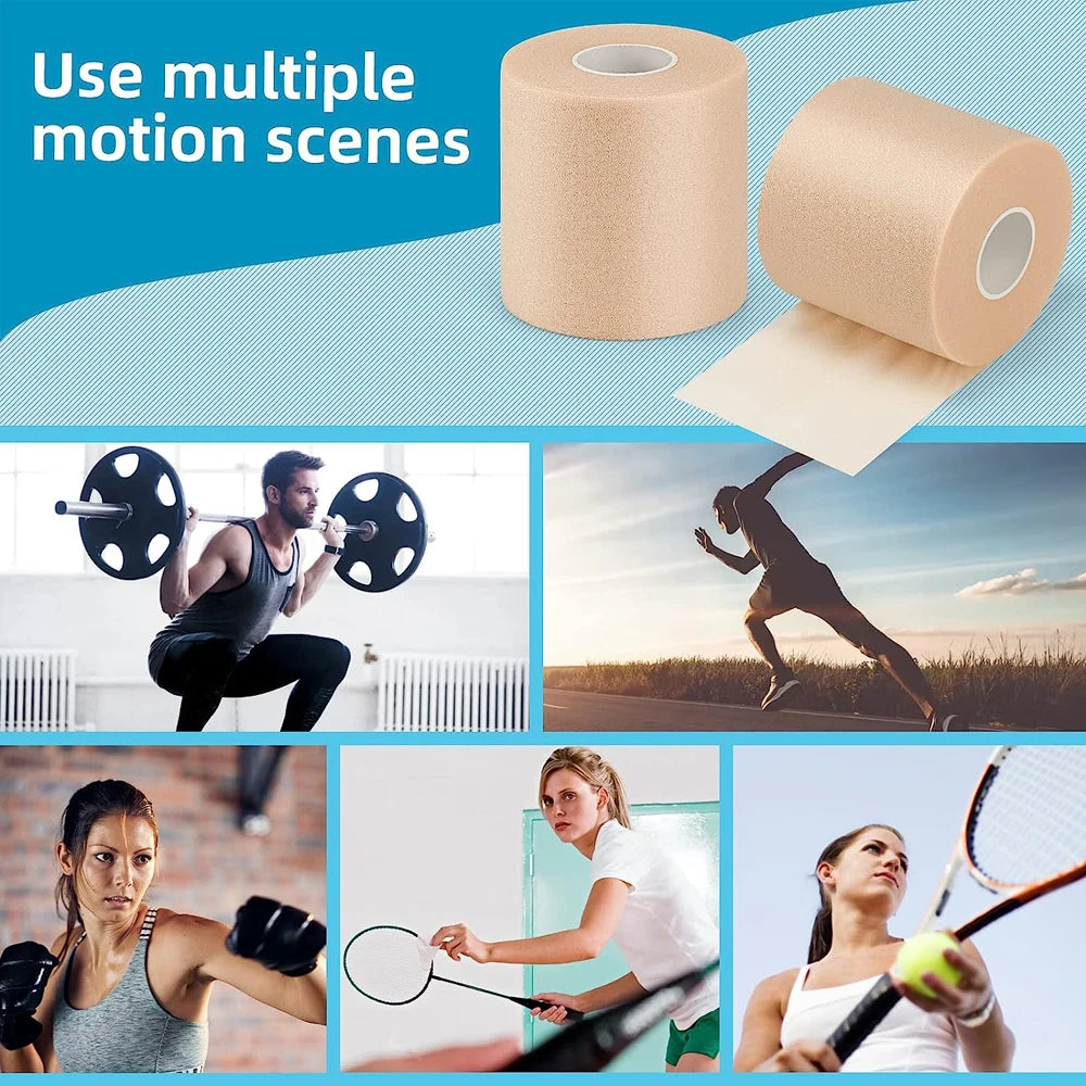 4-Rolls Athletic Pre Bandage Wrap Tape, Foam Underwrap Athletic Tape, Sport Pre wrap Athletic Tape for Hair Ankle Wrists Knees Peaceful Pleasures Health and Wellness