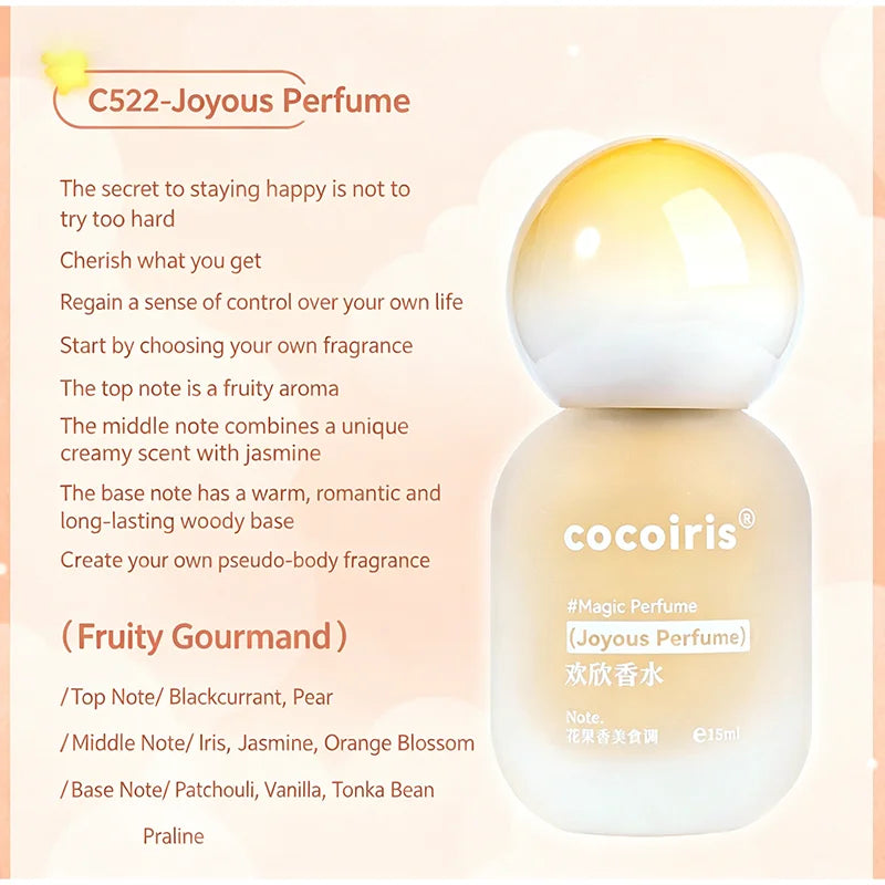 Magic Perfume Set 15ml Long-lasting Fresh Floral Fruity Fragrance Lemon Jasmine Rose Elegant Charming Women Perfume Peaceful Pleasures Health and Wellness