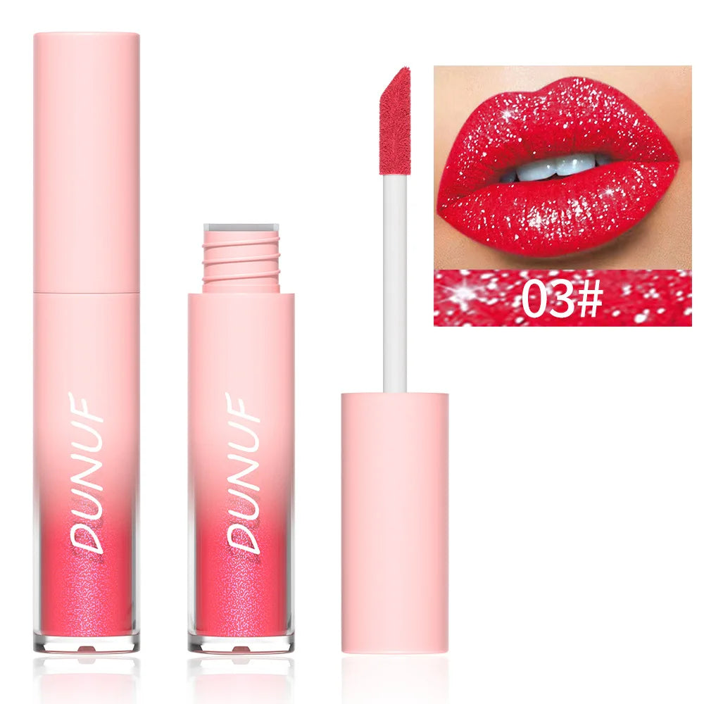 DUNUF Glitter Lip Gloss 18 Colors | Diamond Shimmer Liquid Lipstick