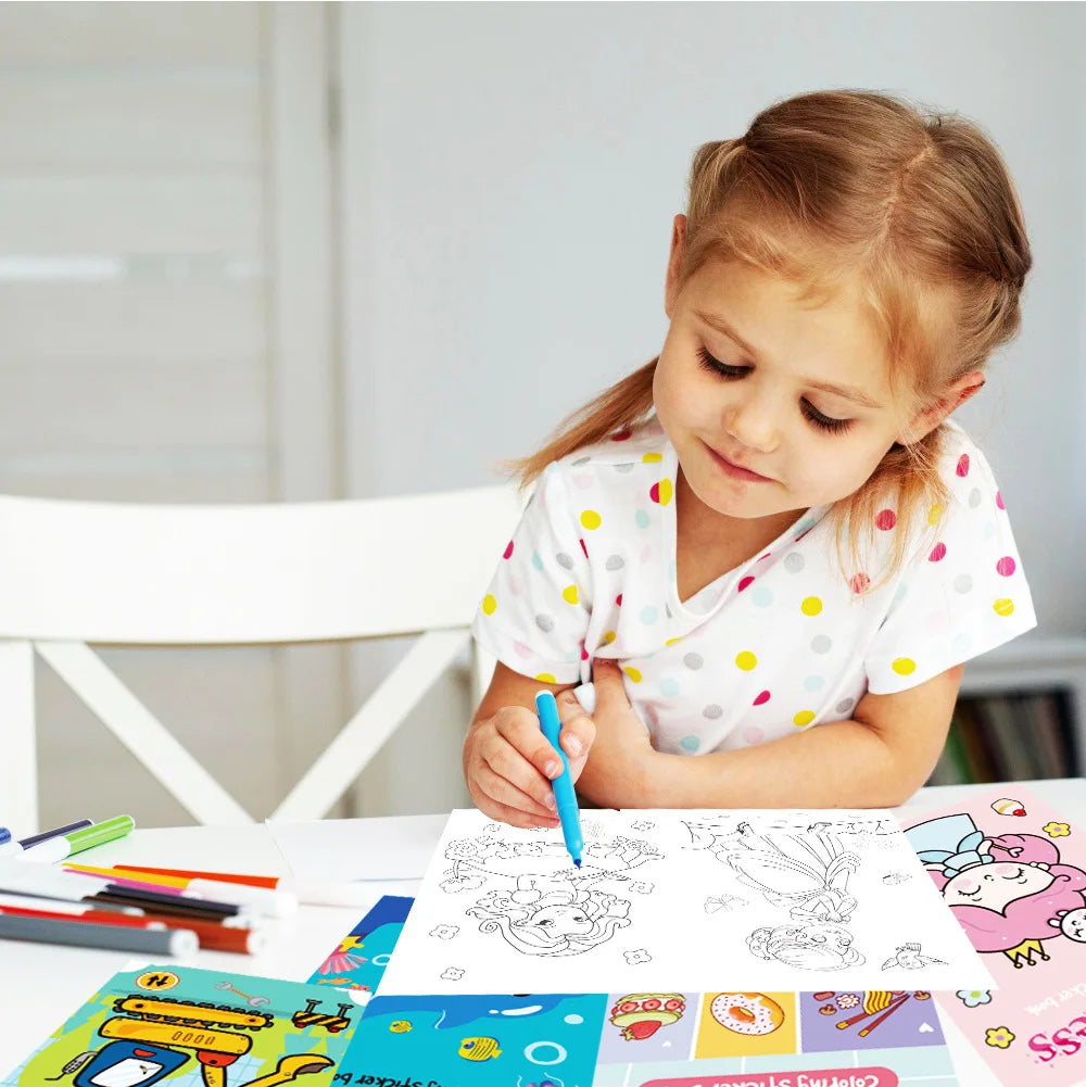 Kids Coloring Book Cartoon Doodle Art Creative Fun Holiday Party