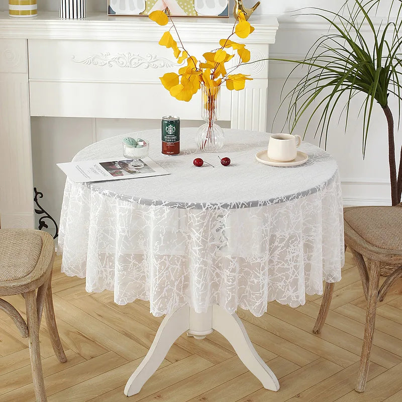Battilo White Lace Tablecloth | Wedding & Banquet Table Cover