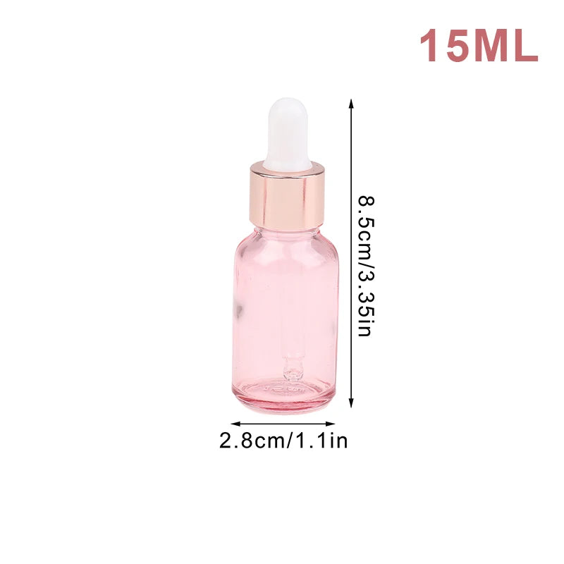 Pink Glass Dropper Bottles 5–100ml | Refillable Rose Lid