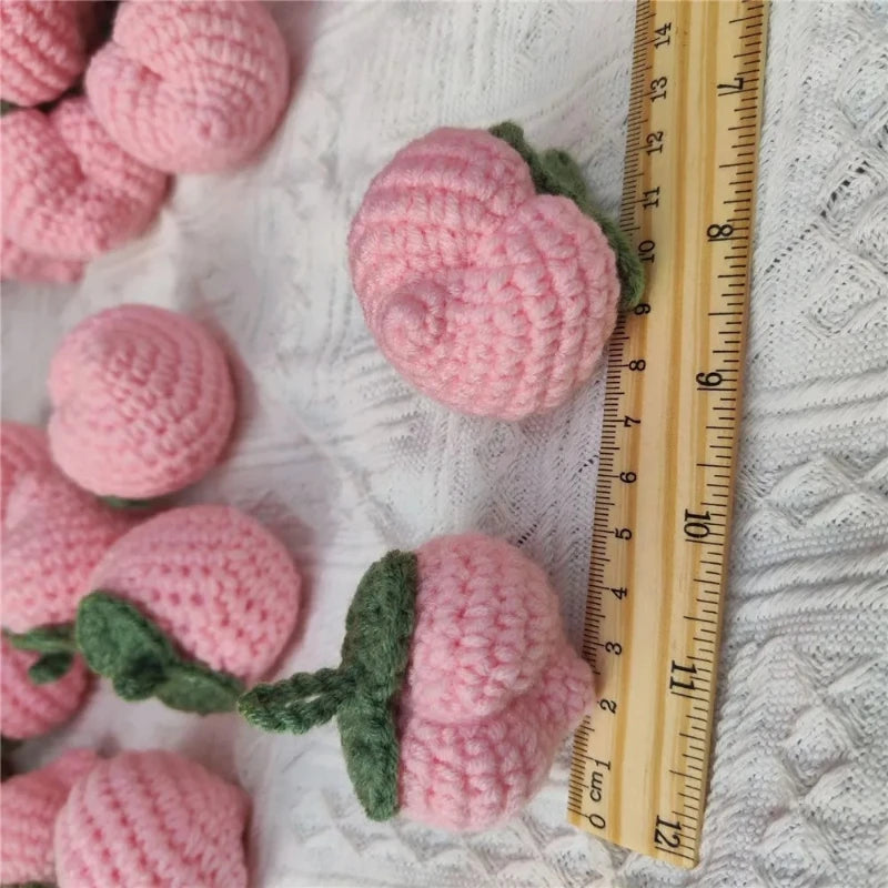 Crochet Peach Ornaments 10-Pack | Handmade Knitted Yarn Crafts