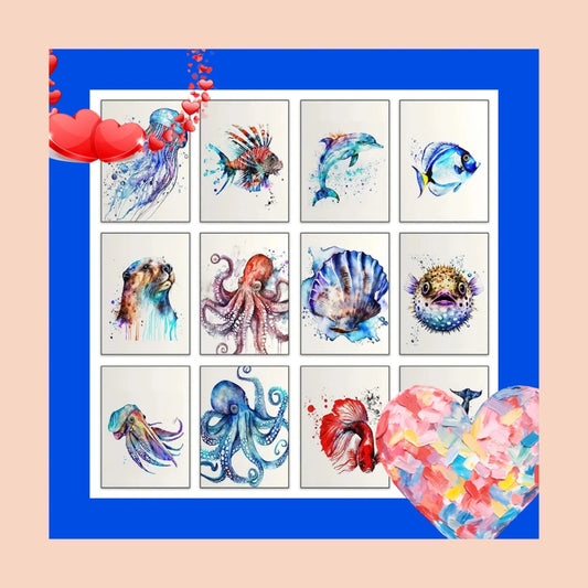 Ocean Sea Animal Watercolor Canvas Print | Kids Room Wall Art Canvas Wall Art Print Peaceful Pleasures Health and Wellness