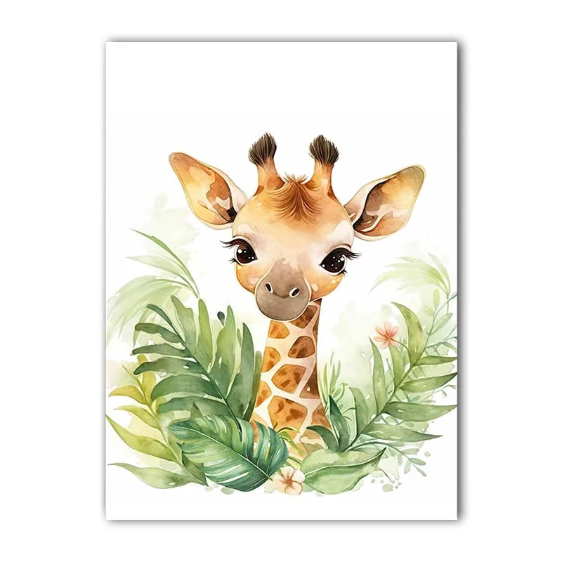 Safari Animal Canvas Wall Art | Nursery Giraffe Elephant Zebra Print Nursery Canvas Print Peaceful Pleasures Health and Wellness 03 40x50cm No Frame China Mainland