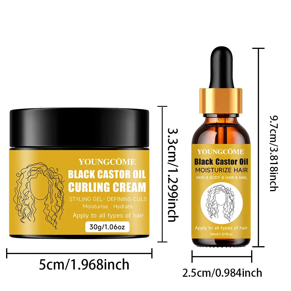 Jamaican Black Castor Oil & Curling Cream Duo | Hair Growth