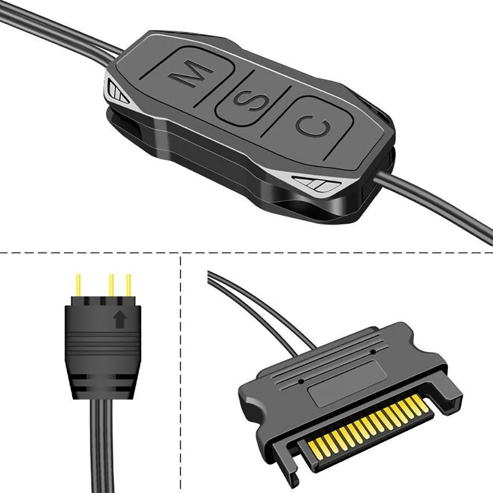ARGB Mini Controller 5V 3 Pin to SATA Power Supply Adapter Cable RGB SYNC Control for PC Fan Cooling Fan Light Strip Peaceful Pleasures Health and Wellness