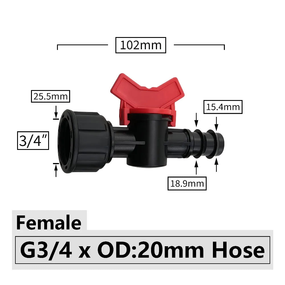 Connectors With 1/2 3/4 Inch Thread Drip Irrigation System Fitting 4/8/10/12/16/20/25mm Hose Barbed Mini Valve Garden Tap Barb Peaceful Pleasures Health and Wellness P