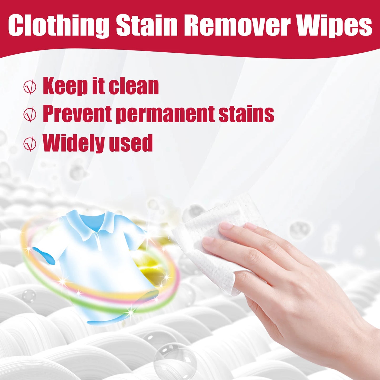 Clothing Stain Removal Wipes 20-Pack | Fast & Gentle