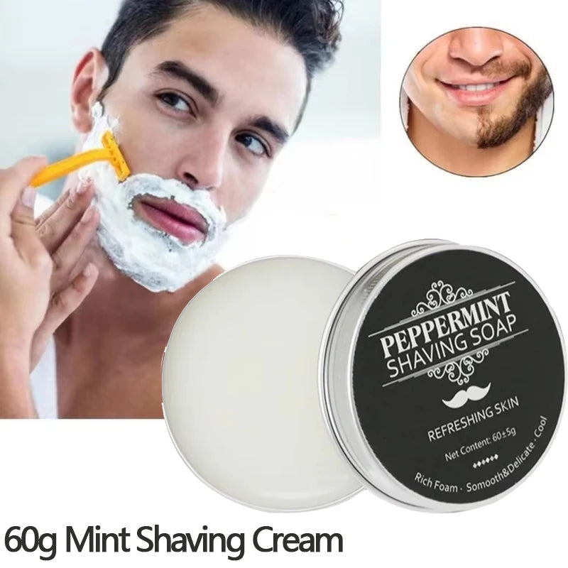 2026 Hot Sale！60g Mint Shaving Cream for A Comfortable Shave Nourishes and Protects Skin Shaving Soap Keep Face Freshness Peaceful Pleasures Health and Wellness 60g shaving cream