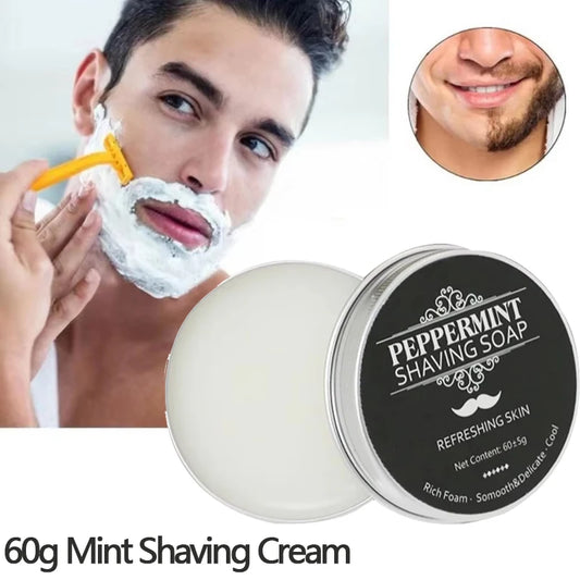 2026 Hot Sale！60g Mint Shaving Cream for A Comfortable Shave Nourishes and Protects Skin Shaving Soap Keep Face Freshness Peaceful Pleasures Health and Wellness 60g shaving cream