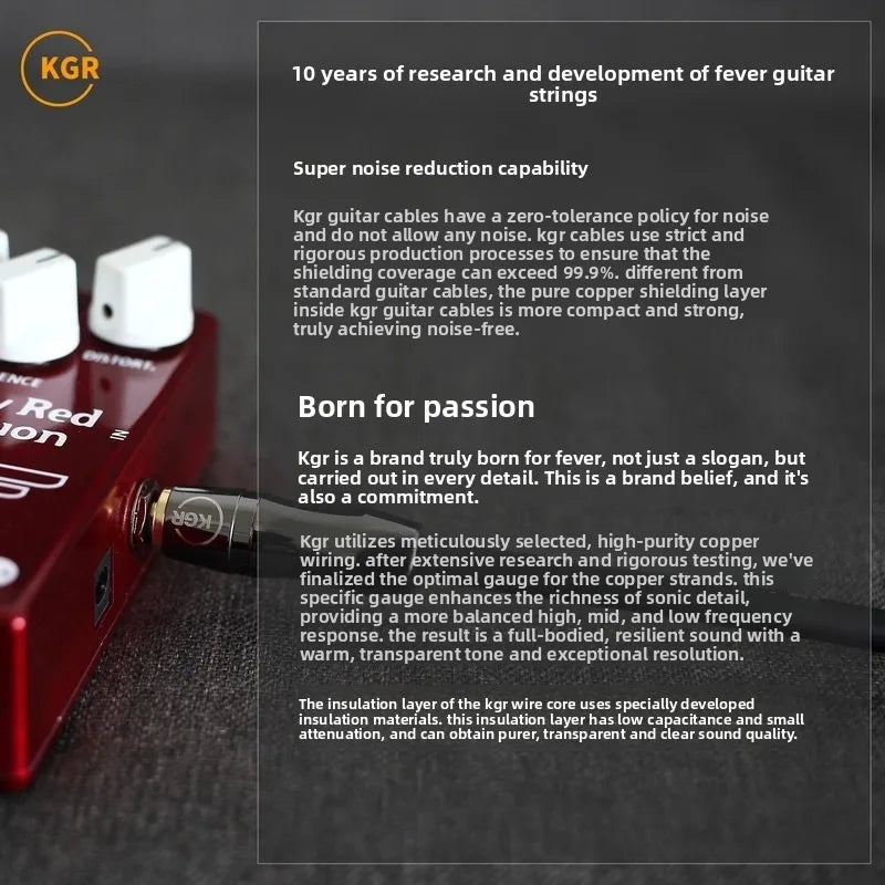 KGR Guitar Cable Bass Electric Box Piano Drum Musical Instrument