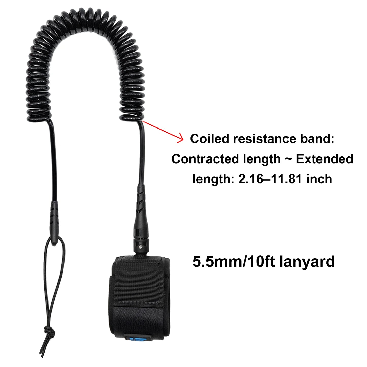 Coiled SUP Leash 10FT SUP Ankle Safety Rope 5.5mm Thick for Paddleboard Shortboard Longboard Watersports Accessory Peaceful Pleasures Health and Wellness