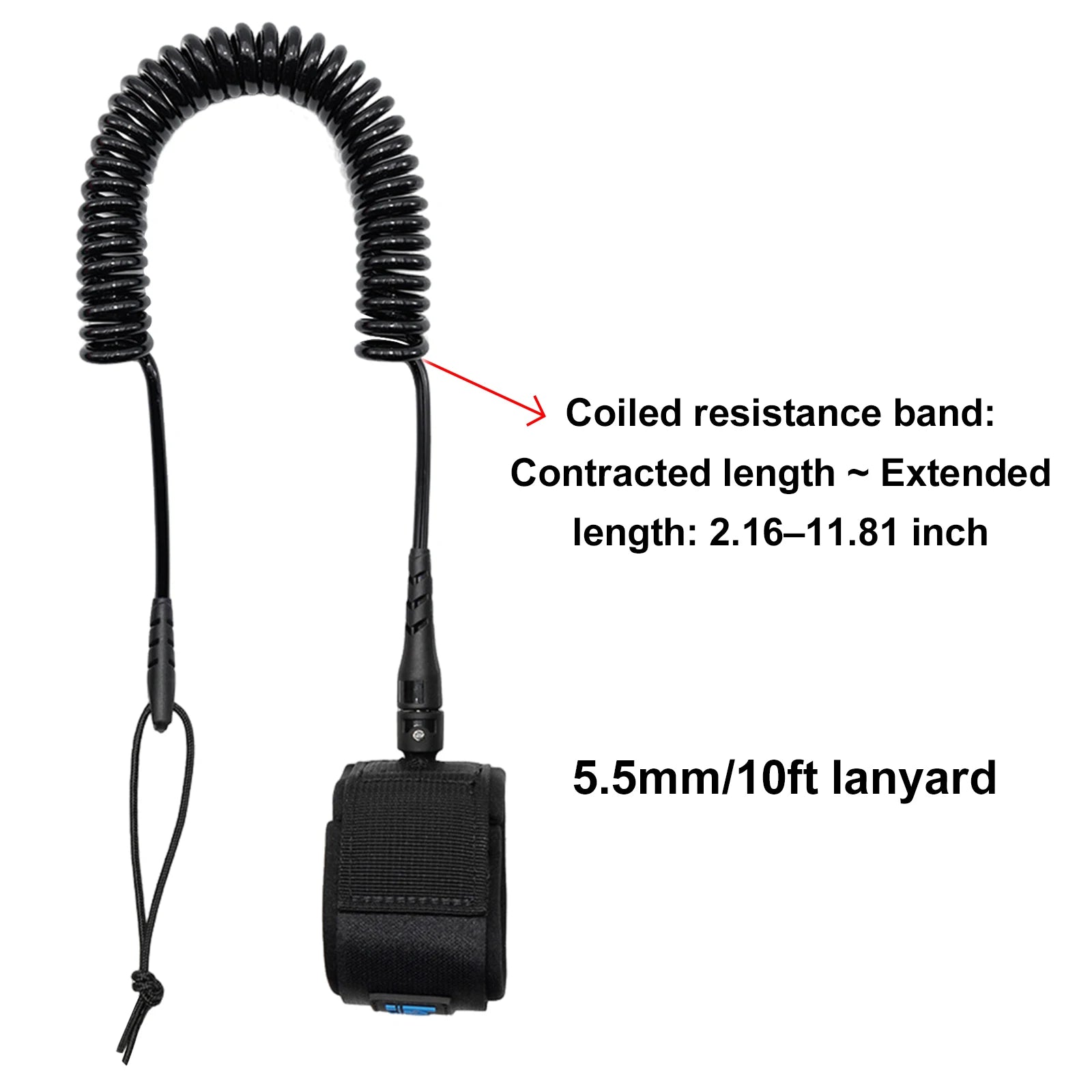 Coiled SUP Leash 10FT SUP Ankle Safety Rope 5.5mm Thick for Paddleboard Shortboard Longboard Watersports Accessory Peaceful Pleasures Health and Wellness