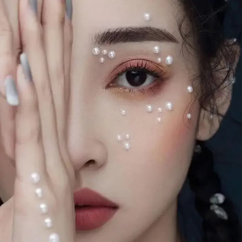 1sheet White Pearl Face Jewelry Stickers Self-Adhesive Pearl Eyeshadow Crystals Decals Decoration DIY Glitter Face Jewels Slider Peaceful Pleasures Health and Wellness