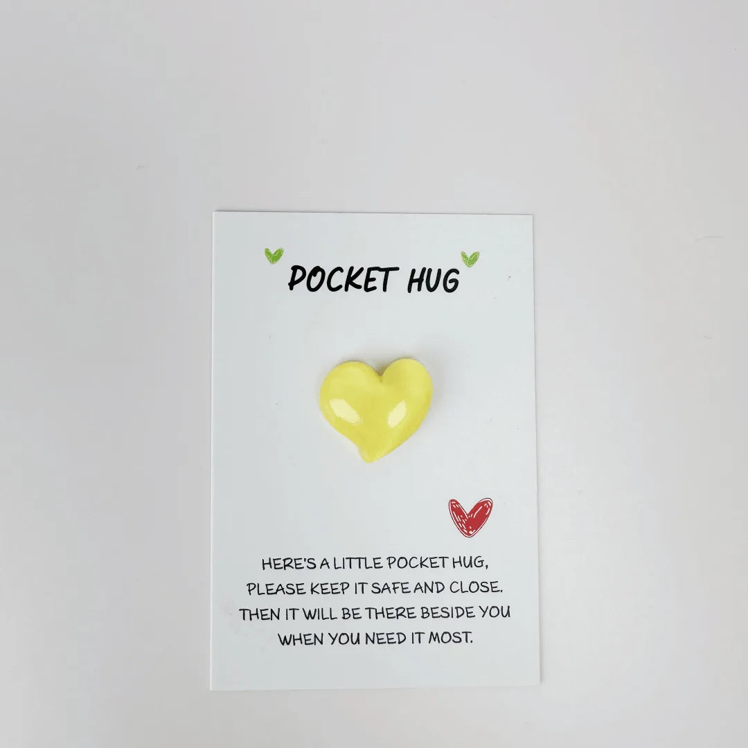Love Card Christmas Gift Pocket Hug Embrace Love Pocket Cute Little Heart Pocket Hug Decorated Pocket Hug Encouragement Card New Peaceful Pleasures Health and Wellness YELLOW