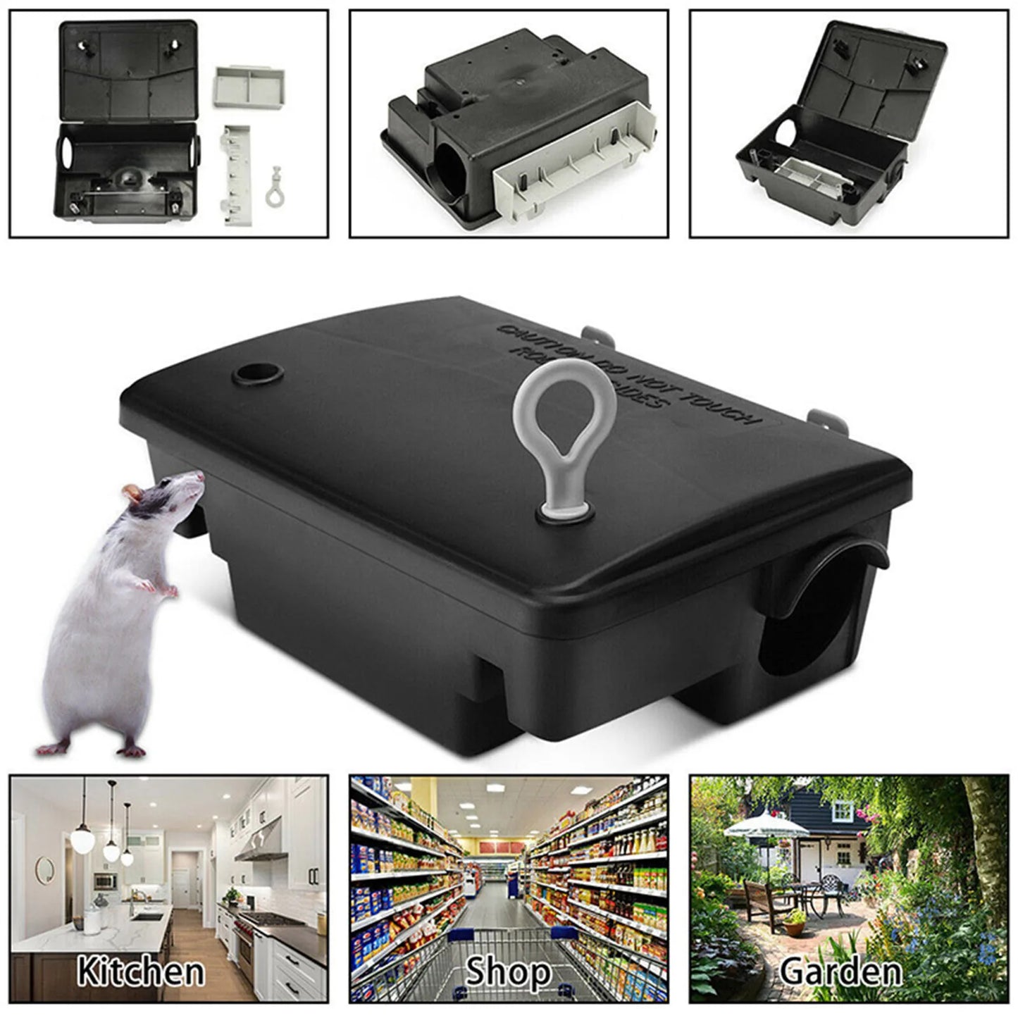 Professional Home Mouse Rodent Bait Block Trap Station Box Case with Key Mouse Rodent Durable Practical Mouse Trap Peaceful Pleasures Health and Wellness