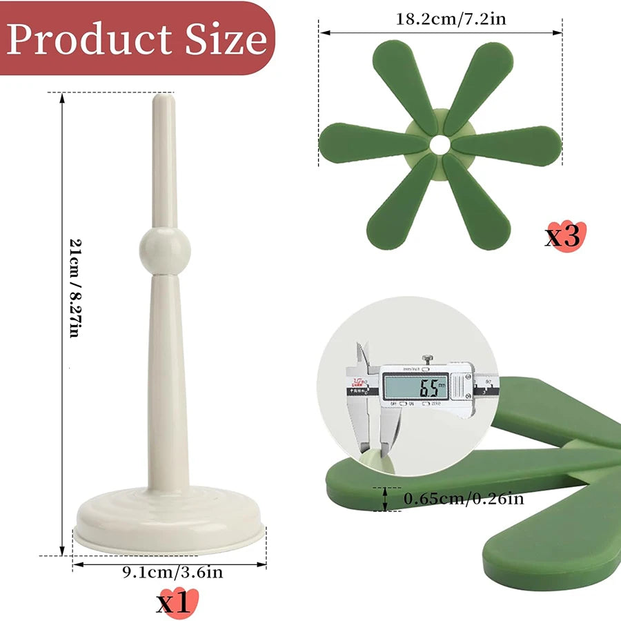 Silicone Trivets for Hot Dishes Office Desk Restaurant Cafe Coaster Decoration Foldable Christmas Tree Shape Table Mat Set of 3