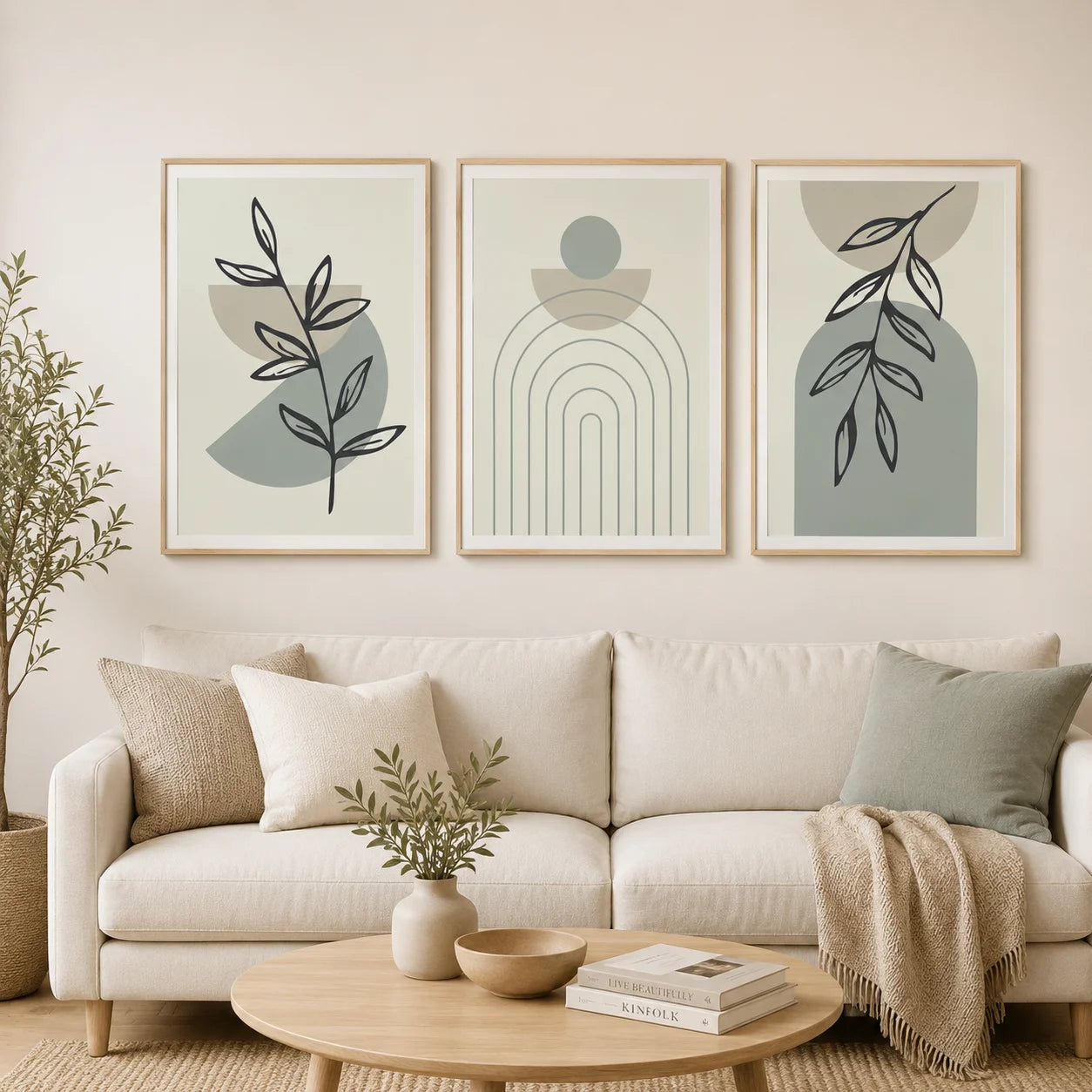 Nordic Minimalist Abstract Leaf Geometric Canvas Wall Art Print Canvas Wall Art Print Peaceful Pleasures Health and Wellness