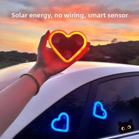 1/4pcs Car solar LED triangular window love light atmosphere light car interior decoration motorcycle cool decoration neon light Peaceful Pleasures Health and Wellness